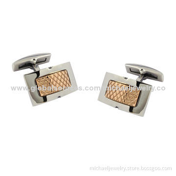 Stainless steel cufflinks interval plating IP rose gold and fashionable